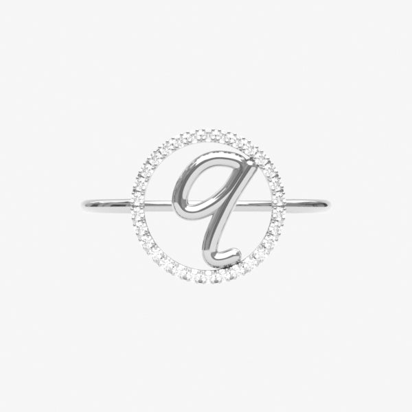The Alkemistry 18ct white gold and pave diamond Love Letter initial ring