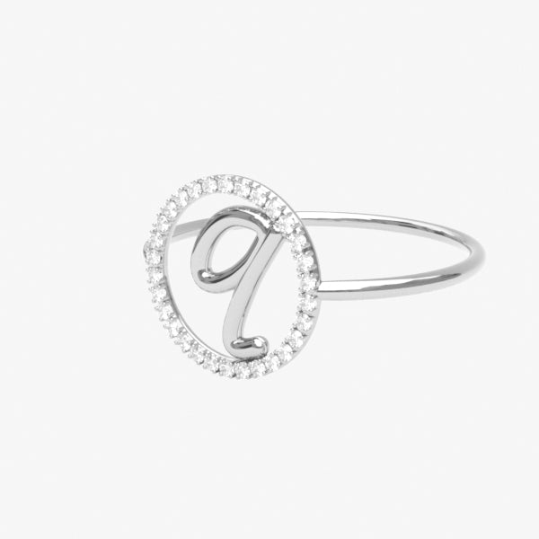 The Alkemistry 18ct white gold and pave diamond Love Letter initial ring