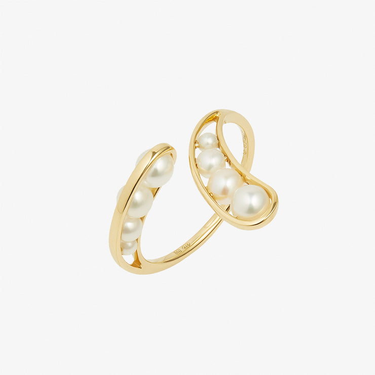 Ruifier 18ct yellow gold Morning Dew Droplet 8 pearl ring