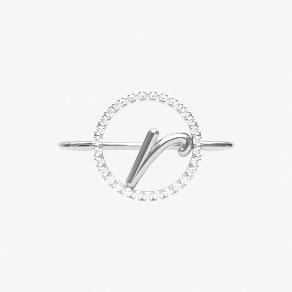 The Alkemistry 18ct white gold and pave diamond Love Letter initial ring