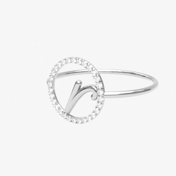 The Alkemistry 18ct white gold and pave diamond Love Letter initial ring
