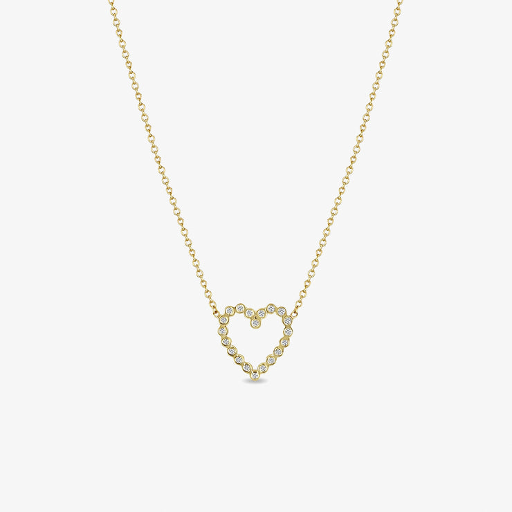 Zoe Chicco 14ct yellow gold and diamond small heart necklace