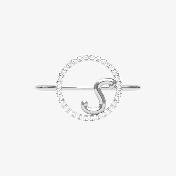The Alkemistry 18ct white gold and pave diamond Love Letter initial ring