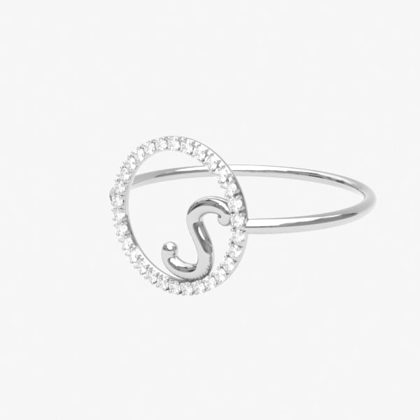 The Alkemistry 18ct white gold and pave diamond Love Letter initial ring