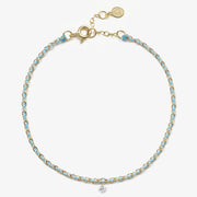Auric - 18ct gold, 'Peace' Turquoise woven chain diamond bracelet