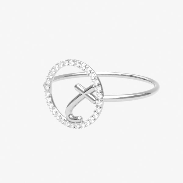 The Alkemistry 18ct white gold and pave diamond Love Letter initial ring