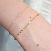 NUDE SHIMMER - 18ct gold, 3 diamond medium shimmer chain bracelet