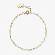 NUDE SHIMMER - 18ct gold, 3 diamond medium shimmer chain bracelet