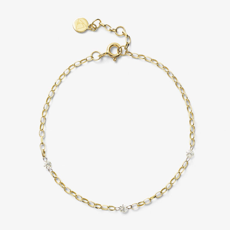 NUDE SHIMMER - 18ct gold, 3 diamond medium shimmer chain bracelet