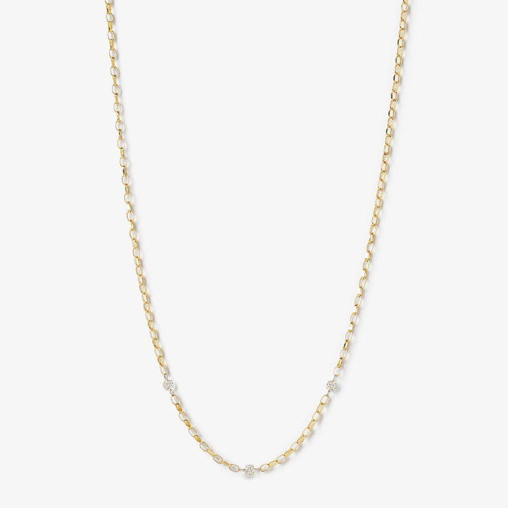 NUDE SHIMMER - 18ct gold, 3 diamond medium shimmer chain necklace