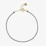 Auric - 18ct gold, 'Nurture' Blue & Turquoise woven chain anklet