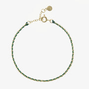 Auric - 18ct gold, 'Prosperity' Green & Jade woven chain anklet