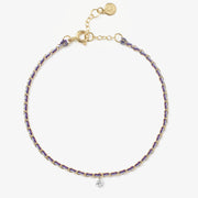 Auric - 18ct gold, 'Wisdom' Purple & Lilac woven chain diamond bracelet