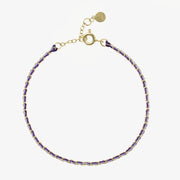 Auric - 18ct gold, 'Wisdom' Purple & Lilac woven chain anklet