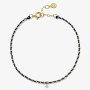 Auric - 18ct gold, 'Intuition' Navy woven chain diamond bracelet