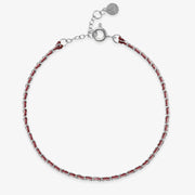 Auric - 18ct gold, 'Love' Pink & Garnet woven chain bracelet