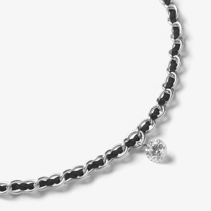 Auric - 18ct gold, Black woven chain diamond bracelet