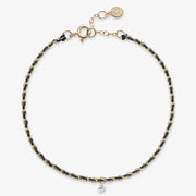 Auric - 18ct gold, Black woven chain diamond bracelet