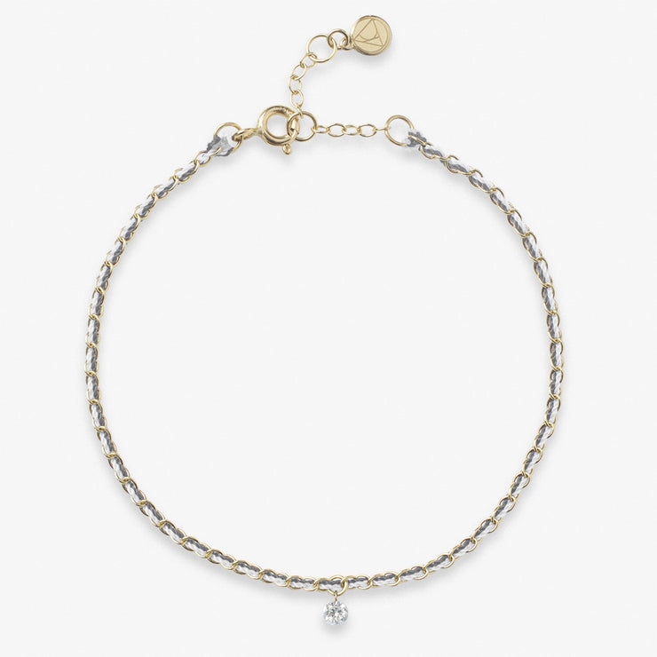 Auric - 18ct gold, Grey & White woven chain diamond bracelet