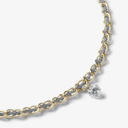 Auric - 18ct gold, Grey woven chain diamond bracelet