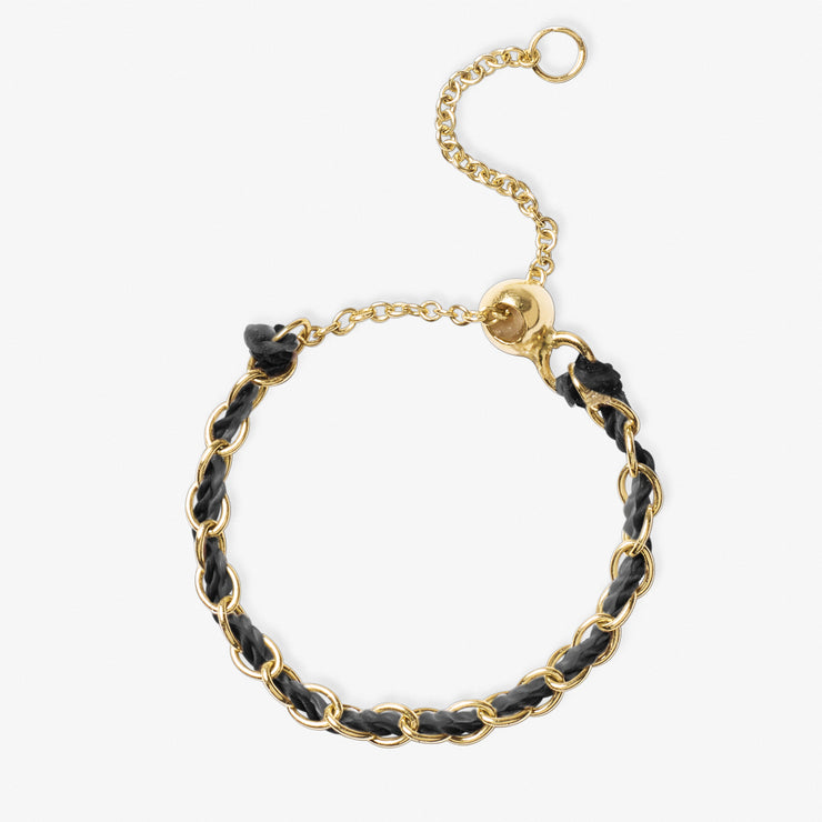 Auric - 18ct gold, Black woven chain ring