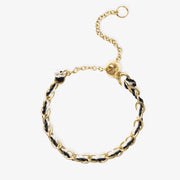 Auric - 18ct gold, Black & White woven chain ring