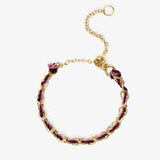 Auric - 18ct gold, 'Love' Pink & Garnet woven chain ring