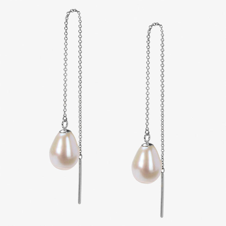 VIANNA - 18ct gold, large white pearl threader earrings (pair)