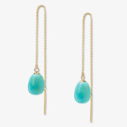 VIANNA - 18ct gold, large turquoise threader earrings (pair)