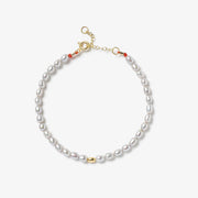 VIANNA - 18ct gold, grey pearl and gold bead bracelet