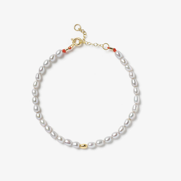 VIANNA - 18ct gold, grey pearl and gold bead bracelet