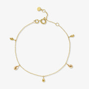 NUDE SHIMMER - 18ct gold, multi pear drop fine shimmer anklet