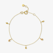 The Alkemistry 18ct yellow gold multi drop anklet
