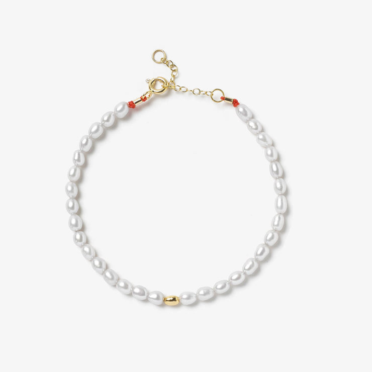 VIANNA - 18ct gold, small white pearl and gold bead bracelet