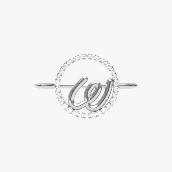 The Alkemistry 18ct white gold and pave diamond Love Letter initial ring