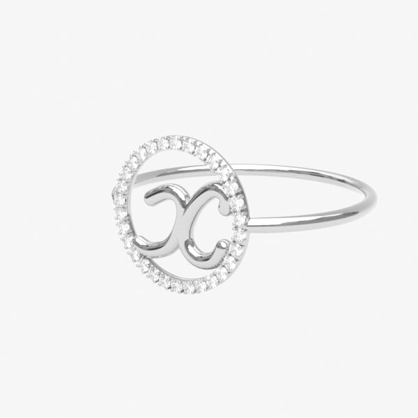 The Alkemistry 18ct white gold and pave diamond Love Letter initial ring