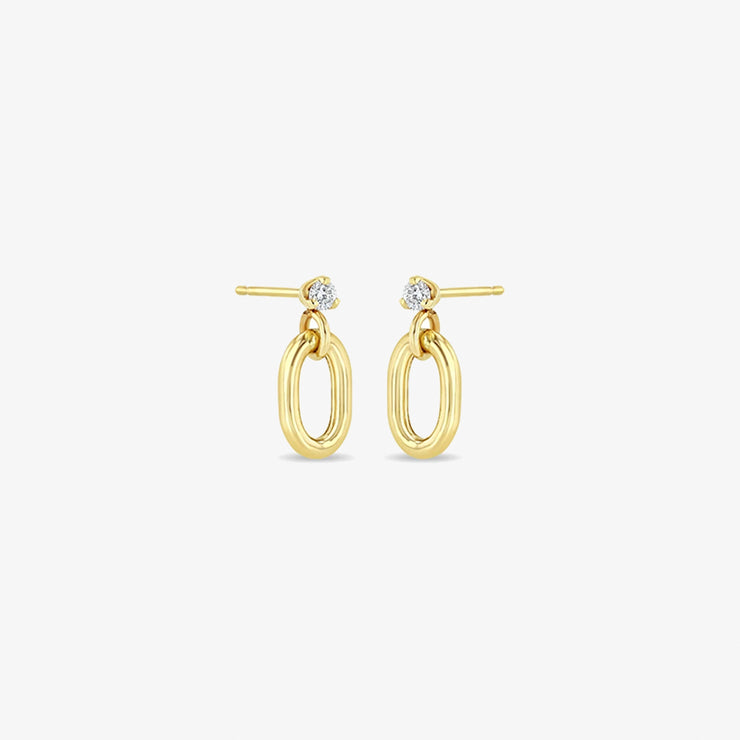 Zoe Chicco 14ct yellow gold and diamond oval drop earring (pair)