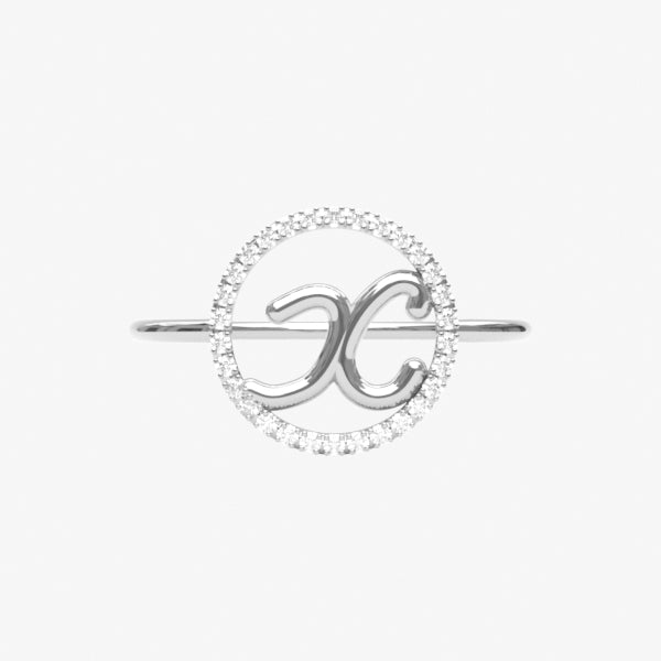 The Alkemistry 18ct white gold and pave diamond Love Letter initial ring