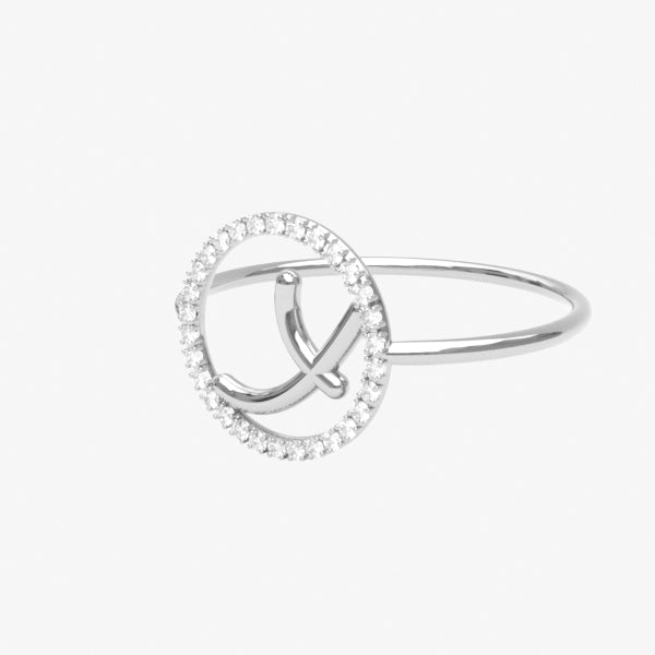 The Alkemistry 18ct white gold and pave diamond Love Letter initial ring