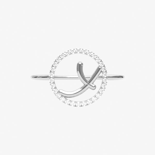 The Alkemistry 18ct white gold and pave diamond Love Letter initial ring