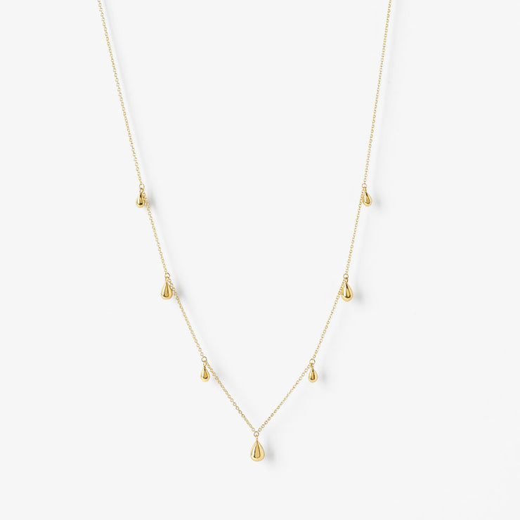 NUDE SHIMMER - 18ct gold, multi size pear drop fine shimmer necklace