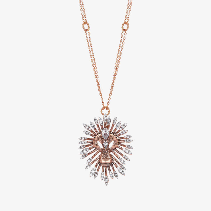 Kismet by Milka 14ct rose gold large lion diamond necklace