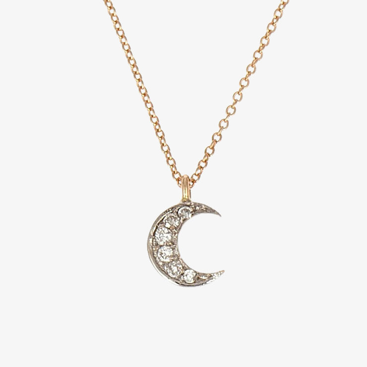 Kismet by Milka 14ct rose gold and diamond moon necklace