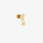 Kismet by Milka 14ct yellow gold 3 star plain screw flatback (single)