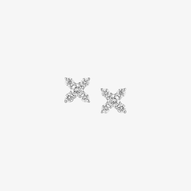 DANA REBECCA - 14CT GOLD, AVA BEA DIAMOND CROSS STUD EARRINGS (PAIR)