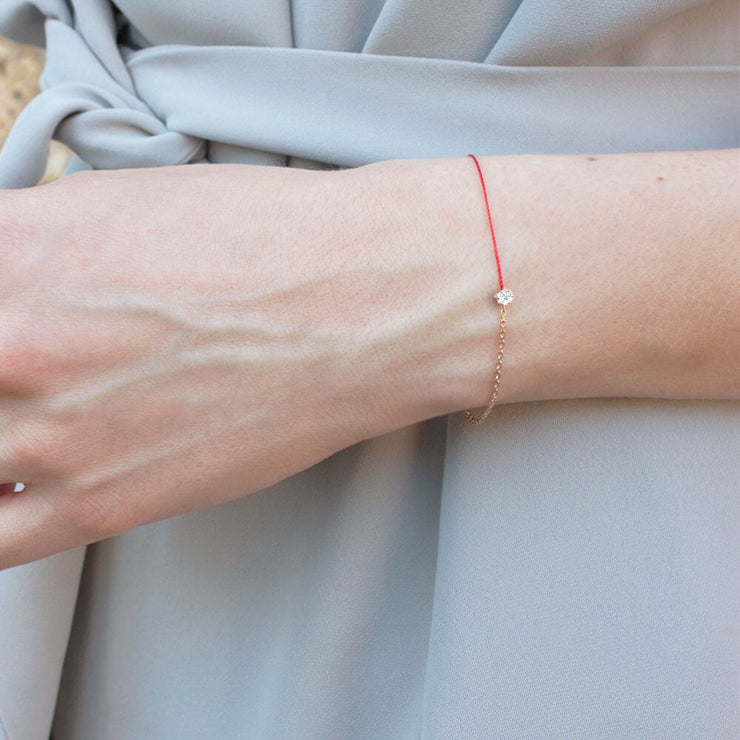 Redline Jewerly  Mini Pure  String Bracelet For Women with 005ct Round  Diamond in Rose Gold Bezel Setting  Redline