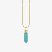 Sydney Evan 14ct gold, turquoise and diamond crystal pendant necklace