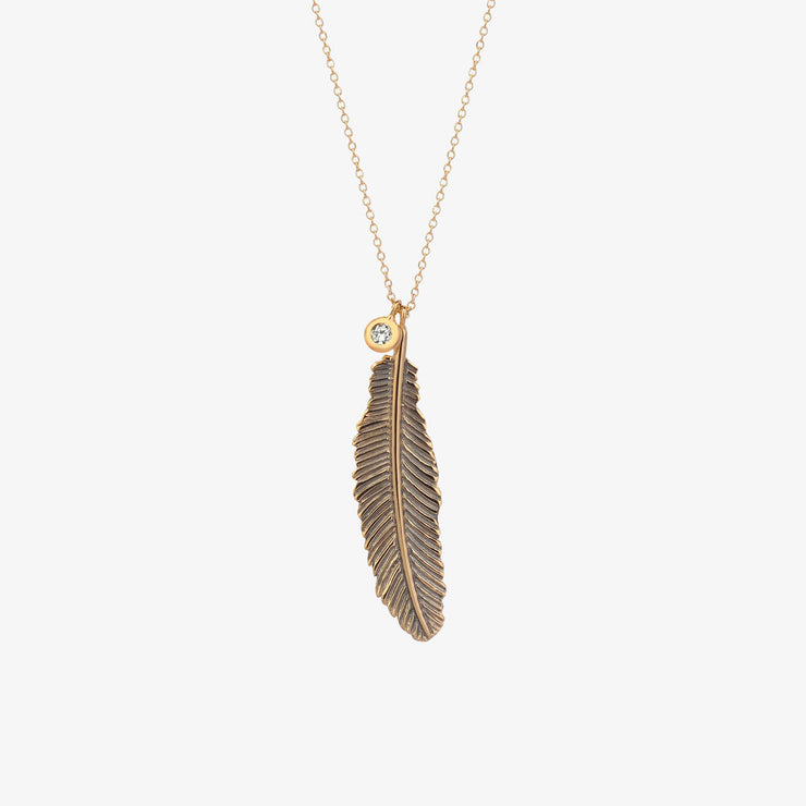 Kismet by Milka 14ct rose gold and diamond raven feather necklace