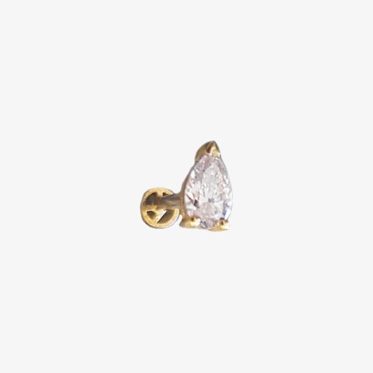 Kismet by Milka 14ct yellow gold and pear diamond screw flatback (single)