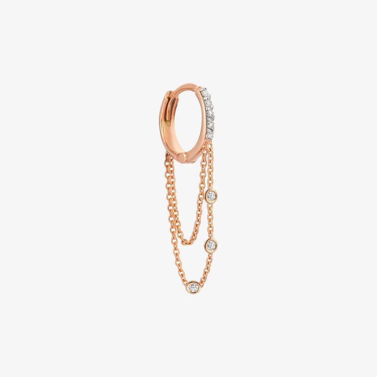 Kismet by Milka 14ct rose gold and diamond drop hoop earring (single)